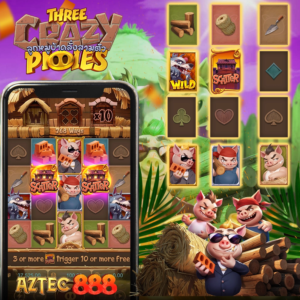 THREE CRAZY PIGIES AZTEC888
